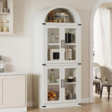 Bibliothèque arquée Garvee, style ferme, avec portes, idéale pour le salon et le bureau, 181,2 cm (71,4 po), bois, coins en métal, profondeur 40,2 cm (15,83 po), robuste, élégance moderne - 