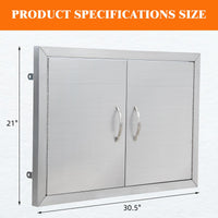 Portes de cuisine extérieure Garvee 30,5 x 21 pouces en acier inoxydable pour barbecue, fermeture magnétique double accès, pour barbecue de jardin