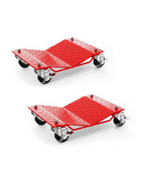 Garvee Lot de 2 chariots de déplacement pour véhicule, charge 1360 kg, plateau acier antidérapant, roulettes avec frein, rouge - Rouge