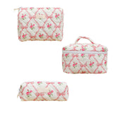 Trousse de maquillage Garvee 3 pièces (L+M+S) Petite trousse cosmétique pour femme, idéale pour les voyages et les activités de plein air, motif floral rose