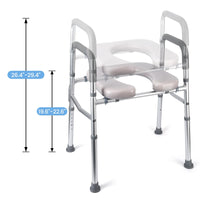 Garvee Rehausseur de Toilettes avec Accoudoirs, Hauteur Réglable, Cadre en Aluminium, Siège Rembourré, Charge 158 kg, pour Seniors et Personnes à Mobilité Réduite