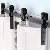 Ensemble de quincaillerie Garvee pour portes coulissantes pliantes de 52 po (132 cm) pour 4 portes, acier robuste, silencieux et fluide, gain de place, portes de 12 po (30,5 cm), noir, salon et salle à manger