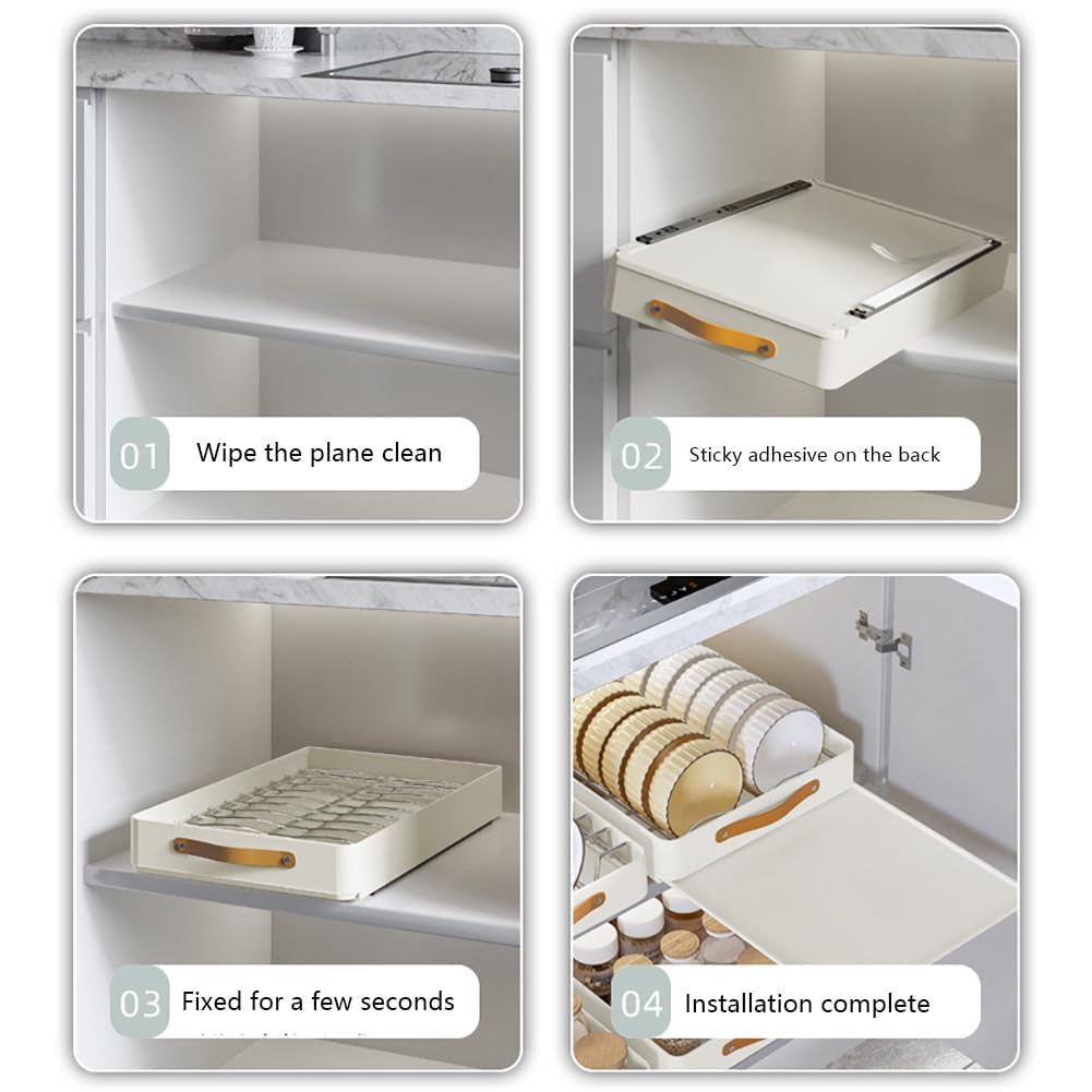 Organisateur extensible Garvee pour placards de cuisine et de salle de bain, en acier inoxydable, sans perçage, 48 cm, argenté, gain de place et facile à nettoyer