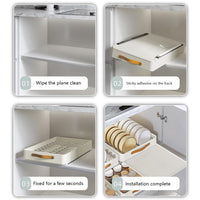 Organisateur extensible Garvee pour placards de cuisine et de salle de bain, en acier inoxydable, sans perçage, 48 cm, argenté, gain de place et facile à nettoyer