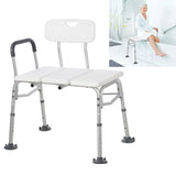 Garvee Banc de transfert pour baignoire 136 kg, réglable avec dossier et accoudoirs rembourrés, cadre en aluminium antidérapant pour salle de bain - Blanc