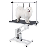 Garvee Table de toilettage pour animaux de compagnie, réglable en hauteur, robuste, avec bras de suspension et sangle pour chiens et chats, 110 × 60 cm, noire