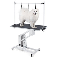 Table de toilettage Garvee pour animaux de compagnie, réglable en hauteur, robuste, avec bras de suspension et sangle pour chiens et chats, 110 x 60 cm, noire