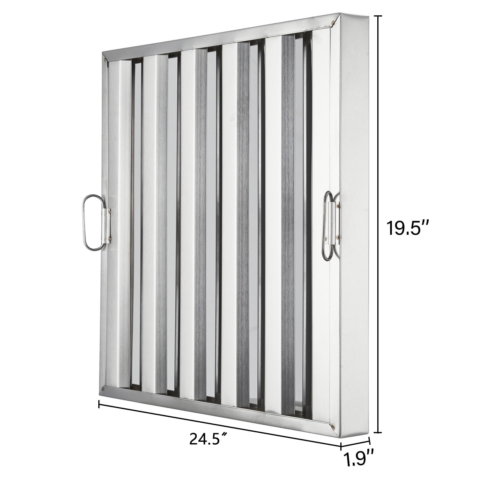 Filtres de hotte commerciale Garvee 19,5 x 24,5 pouces, acier inoxydable 430, déflecteur à 5 rainures, pour cuisines de restaurant, ignifugés