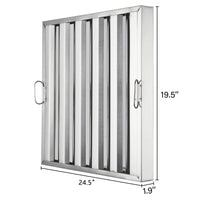 Filtres de hotte commerciale Garvee 19,5 x 24,5 pouces, acier inoxydable 430, déflecteur à 5 rainures, pour cuisines de restaurant, ignifugés