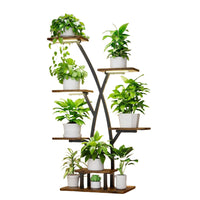 Support pour plantes en métal Garvee avec lampe de croissance à spectre complet à 3 têtes antirouille pour balcon, salon, chambre, capacité de charge jusqu'à 68 kg (150 lbs)