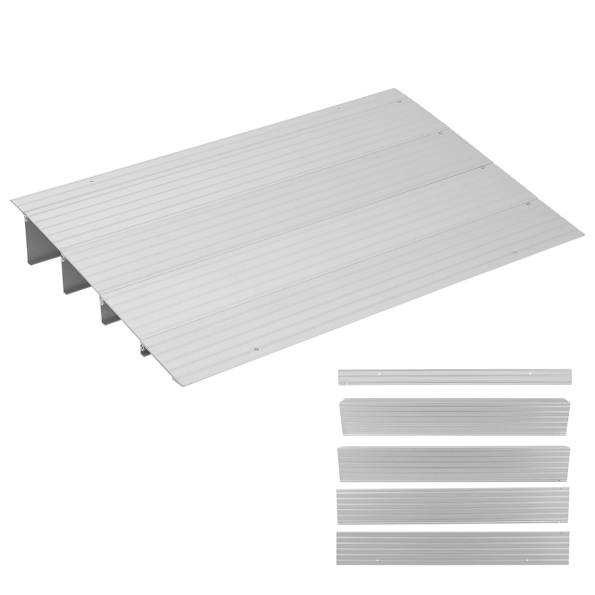 Garvee Rampe de seuil en aluminium, 86,4 cm L x 54,1 cm l x 10,2 cm H, charge 318 kg, rampe en 4 pièces pour fauteuils roulants