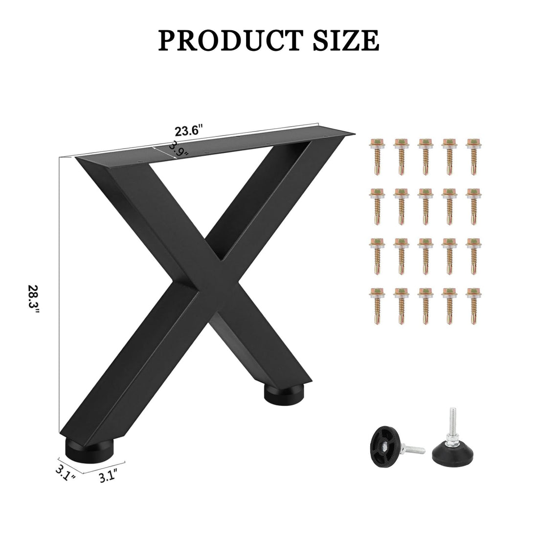 Garvee Lot de 2 pieds de table en métal noir forme X, 71 × 59,4 cm, design creux robuste, pour table de salon, salle à manger, bureau et DIY