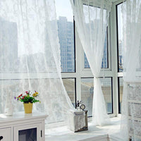 Garvee Rideau en dentelle florale, voile jacquard semi-transparent pour chambre ou salon, 145 × 150 cm, couleur crème