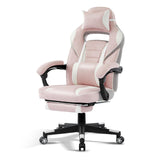 Garvee Chaise gaming ergonomique rose avec repose-pieds, appui-tête et soutien lombaire, pivotante 360°, hauteur réglable, capacité 136 kg, adulte et ado - Rose