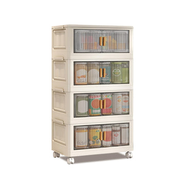 Garvee Boîtes de rangement empilables avec couvercles, roulettes, pliables, en plastique PP, robustes et mobiles, idéales pour la maison et le bureau.