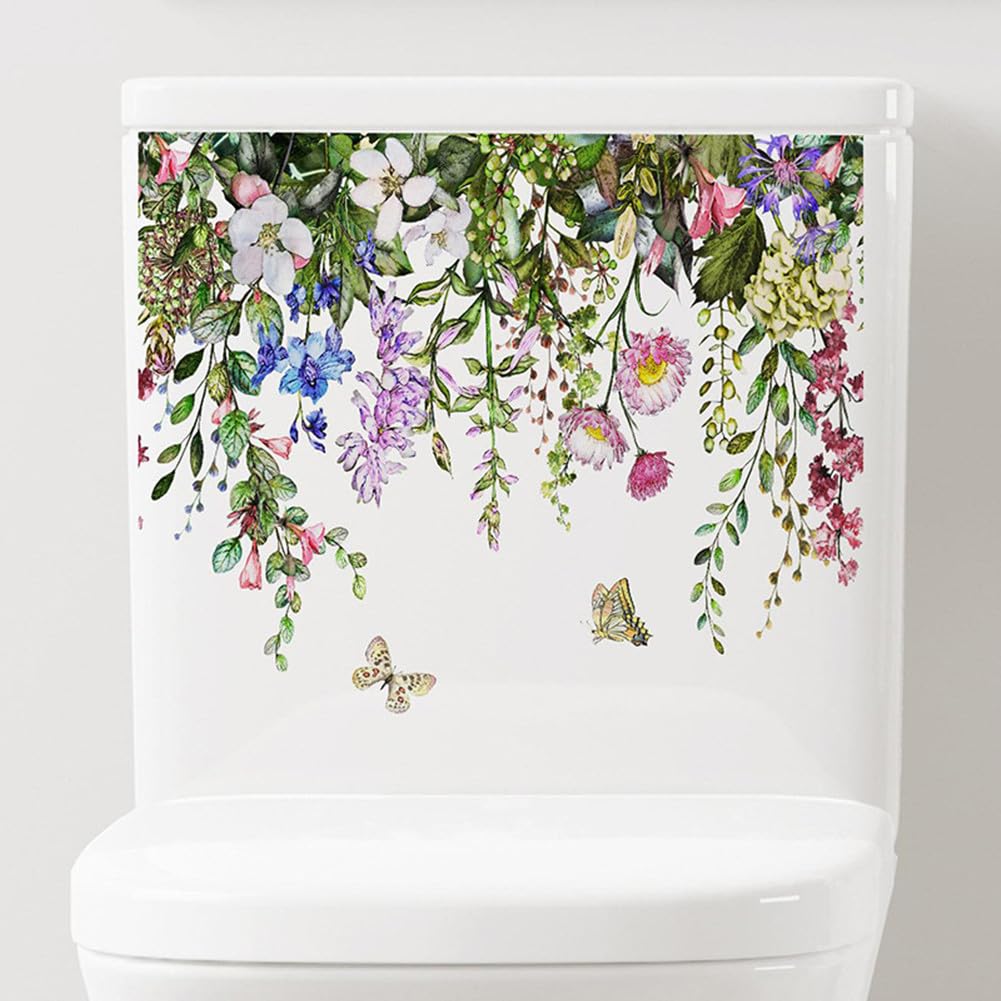 Garvee Autocollants pour siège de toilette, motif feuilles vertes, 29 x 22 cm, pour salle de bain