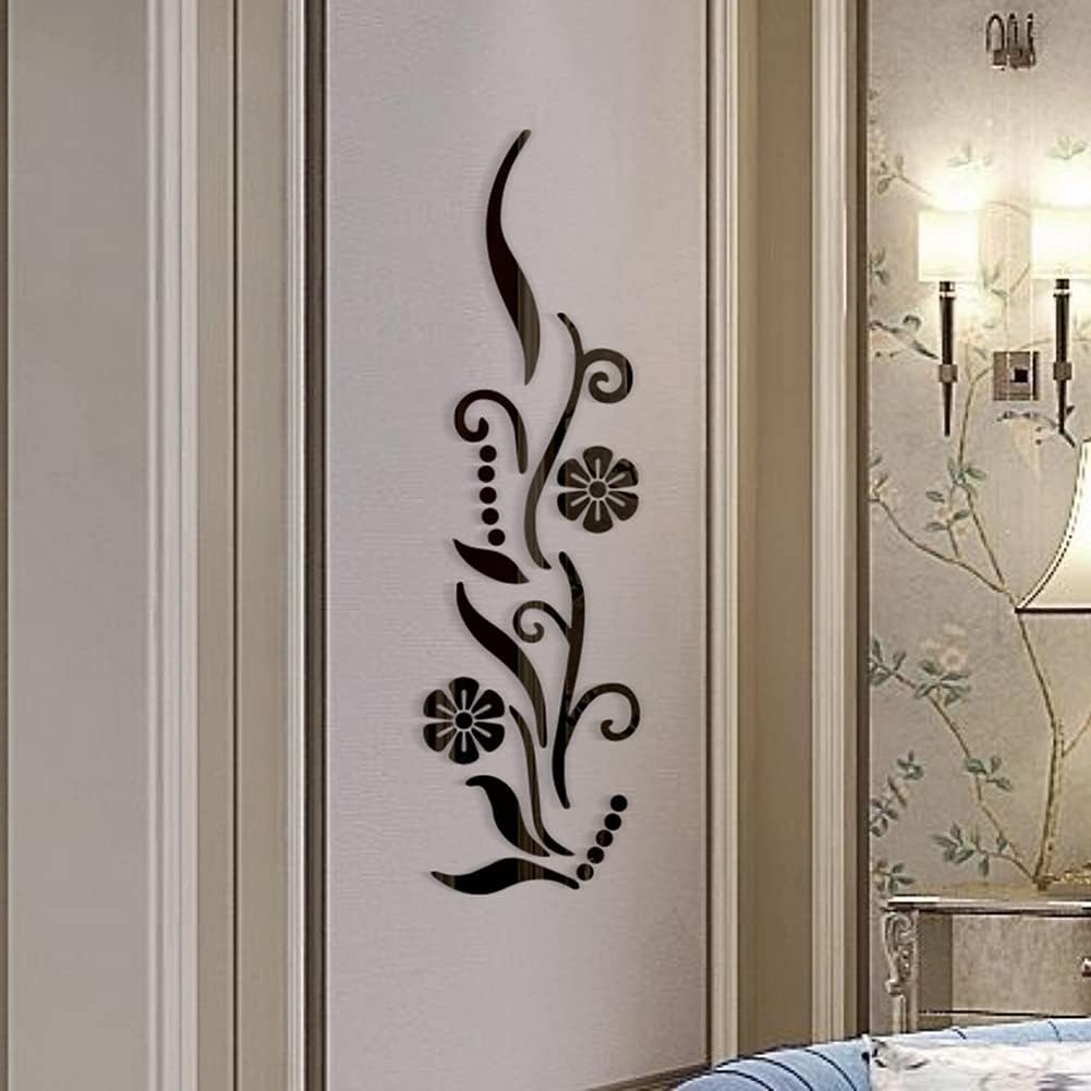 Garvee Sticker mural miroir acrylique autocollant motif floral pour salon, chambre, fond TV, couleurs variées, style moderne et élégant