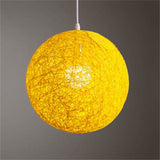 Garvee suspension d'extérieur rotin tressé - abat-jour rond 15 cm - Style Bohème Fait Main - Luminaire Jardin porche Salon - 7 couleurs vives, Jaune - Jaune