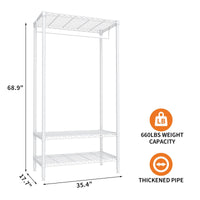 Portant à vêtements robuste Garvee avec étagères, réglable, en métal antirouille, capacité de charge de 300 kg, pour chambre et buanderie, blanc, 90 cm (L) x 45 cm (P) x 175 cm (H)