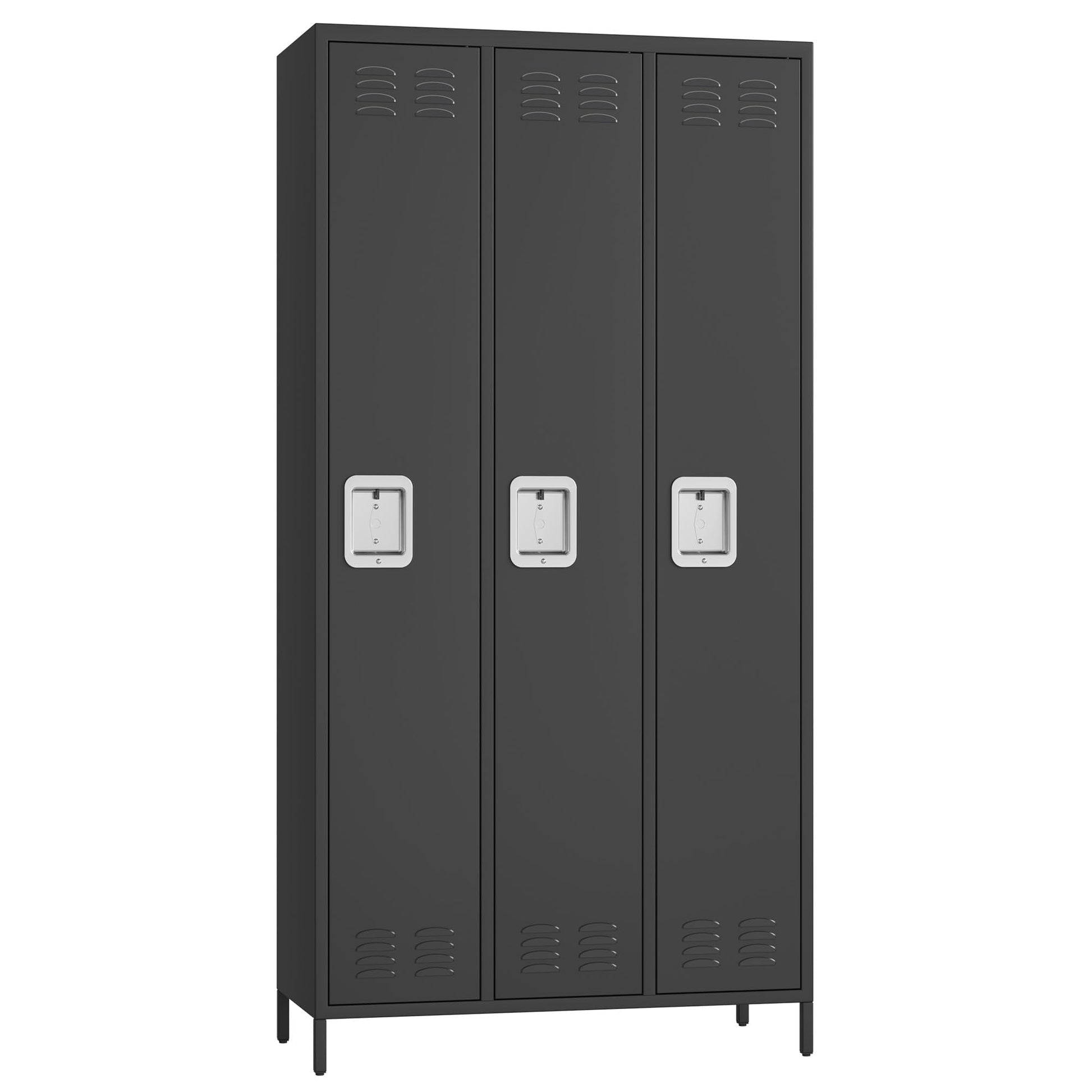Casier Garvee pour employés, 3 portes, en métal avec serrure à combinaison, pour bureau et salle de sport, 183 cm (H) x 40 cm (L) x 90 cm (P), gris
