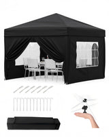 Garvee Barnum pliant 3x3m, toile Oxford 420D déperlante, protection UV50+, cadre acier, 4 parois, usage extérieur - Noir