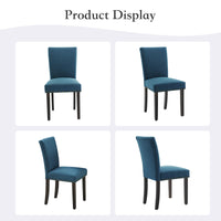 Ensemble de 2 chaises de salle à manger Garvee, revêtues de tissu ergonomique en lin bleu foncé, pour salon et salle à manger.