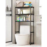 Étagère de toilette Garvee à 3 niveaux en métal, gain de place, robuste, en acier au carbone, autoportante, noire, pour salle de bain et balcon.