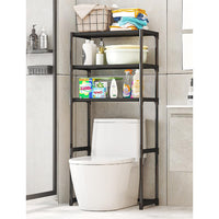 Étagère de toilette Garvee à 3 niveaux en métal, gain de place, robuste, en acier au carbone, autoportante, noire, pour salle de bain et balcon.