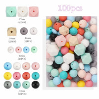 Kit de 100 perles en silicone Garvee pour la création de bijoux : formes rondes et à facettes colorées, polyvalentes, robustes et faites main.