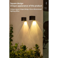 Applique solaire murale Garvee à couleurs changeantes, étanche IP65, boîtier en aluminium, lumière RGB et chaude pour jardin et terrasse, sans fil