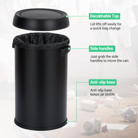 Poubelle Garvee 65 L (17 gal) en acier inoxydable noir avec couvercle basculant pour restaurants et bureaux