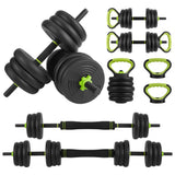 Kit de musculation ajustable Garvee 4 en 1 (30 kg) - Haltère, barre, kettlebell, pompes - Matériau ABS, antidérapant, amortissant les chocs - Idéal pour la musculation à domicile
