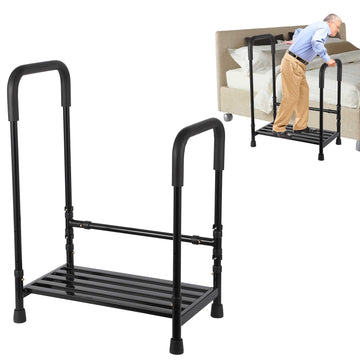 Garvee Marchepied avec poignée et plateforme antidérapante, charge 204 kg, rampe réglable, HDPE et acier, pieds en caoutchouc, pour seniors et personnes à mobilité réduite