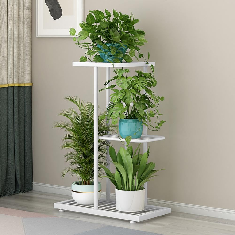 Support à plantes en métal Garvee, 3 niveaux, antirouille, stable, pieds réglables, pour balcon et salon, noir