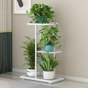 Support à plantes en métal Garvee, 3 niveaux, antirouille, stable, pieds réglables, pour balcon et salon, noir
