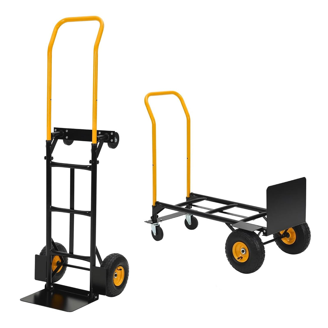 Garvee Diable Convertible 2 en 1 pour Entrepôt et Jardin, Charge Maximale 363 kg, Structure Métallique Robuste, Roues Industrielles, Montage Facile