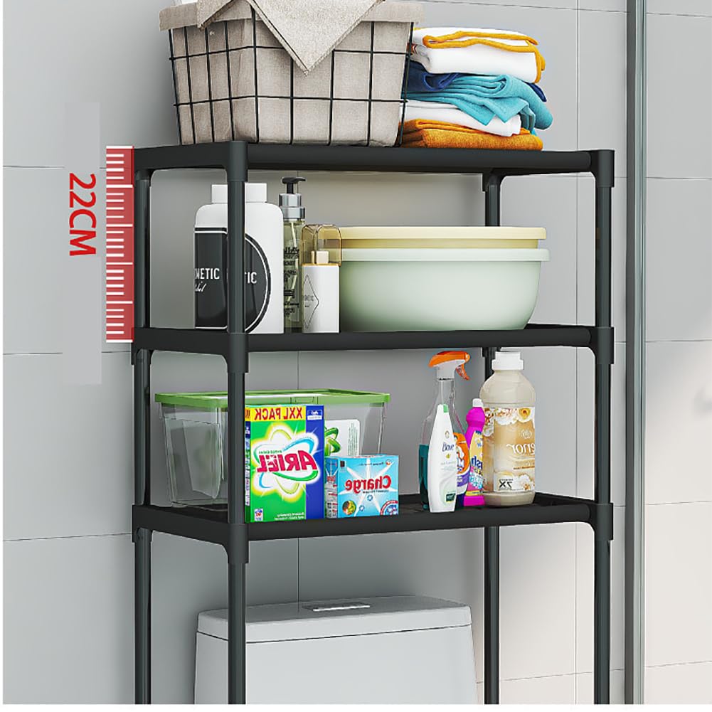 Étagère de toilette Garvee à 3 niveaux en métal, gain de place, robuste, en acier au carbone, autoportante, noire, pour salle de bain et balcon.