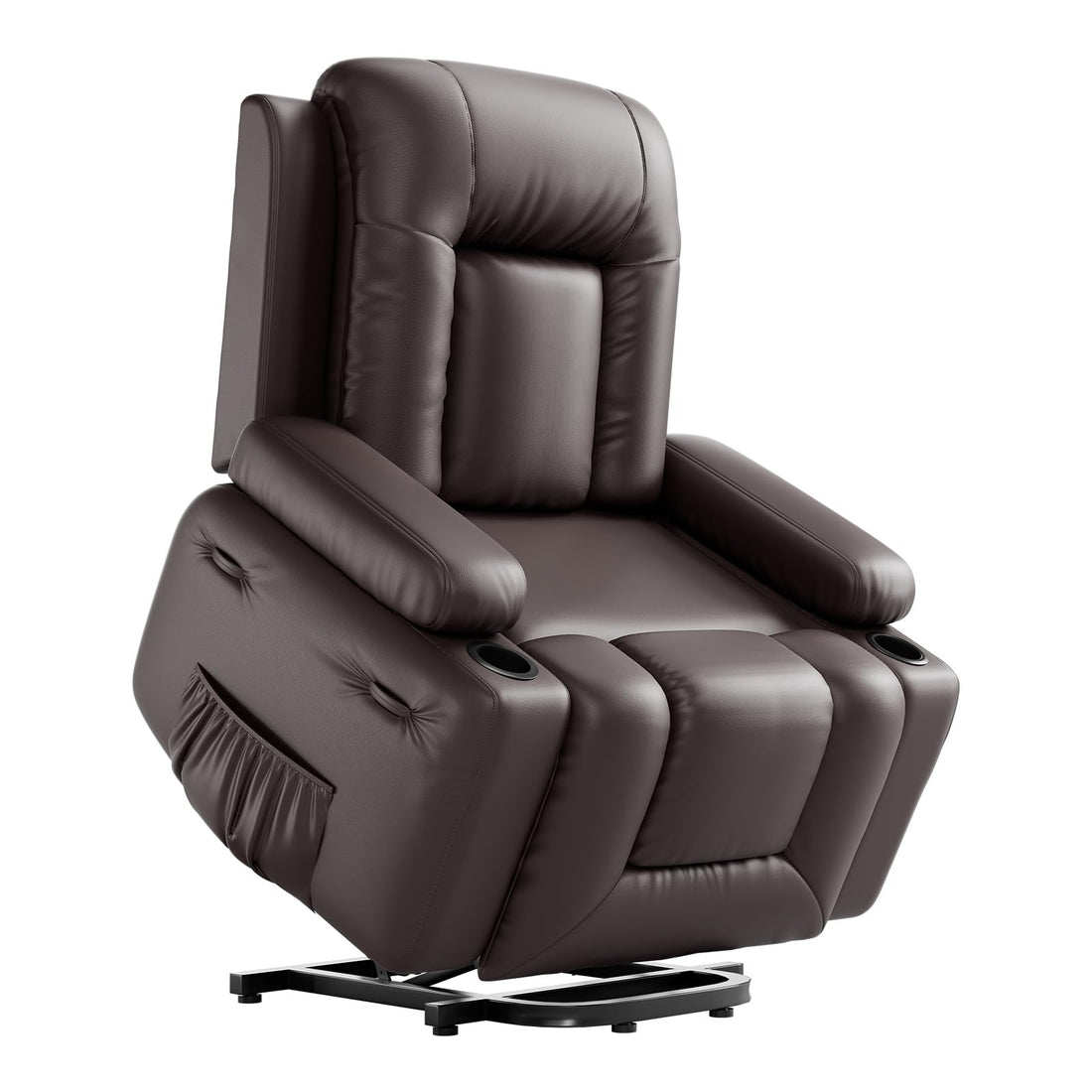 Fauteuil releveur électrique Garvee avec fonction chauffante et massante pour seniors, 98 x 95 x 103 cm, revêtement en cuir PU noir