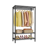 Garvee porte-vêtements robuste avec étagères, métal épais, réglable, double tringle, noir, pour chambre et dressing