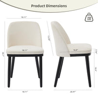 Ensemble de 2 chaises de salle à manger modernes Garvee, revêtement en lin, dossier incurvé, pieds en bois, beige, pour cuisine et salon