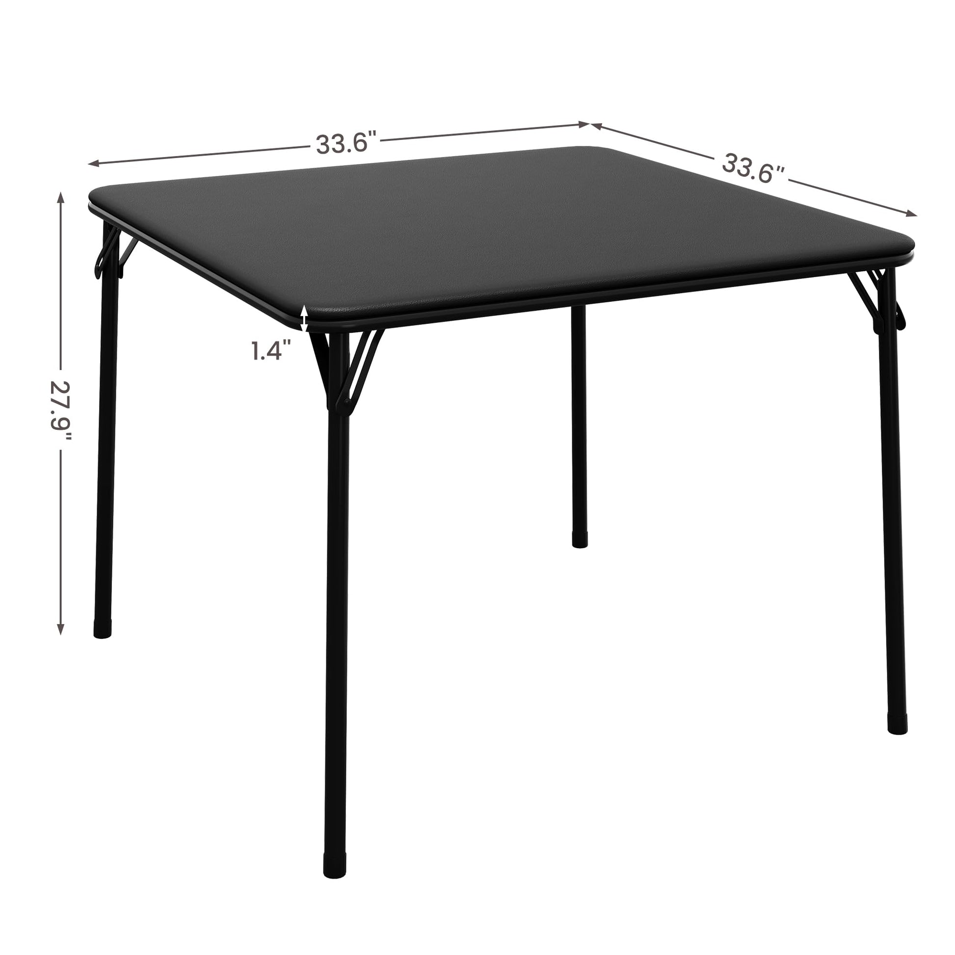Table pliante Garvee 85,3 cm (33,6 pouces) avec coussin en PU, cadre en métal et pieds antidérapants, idéale pour le bureau et le camping. Couleur : noir. Portable.