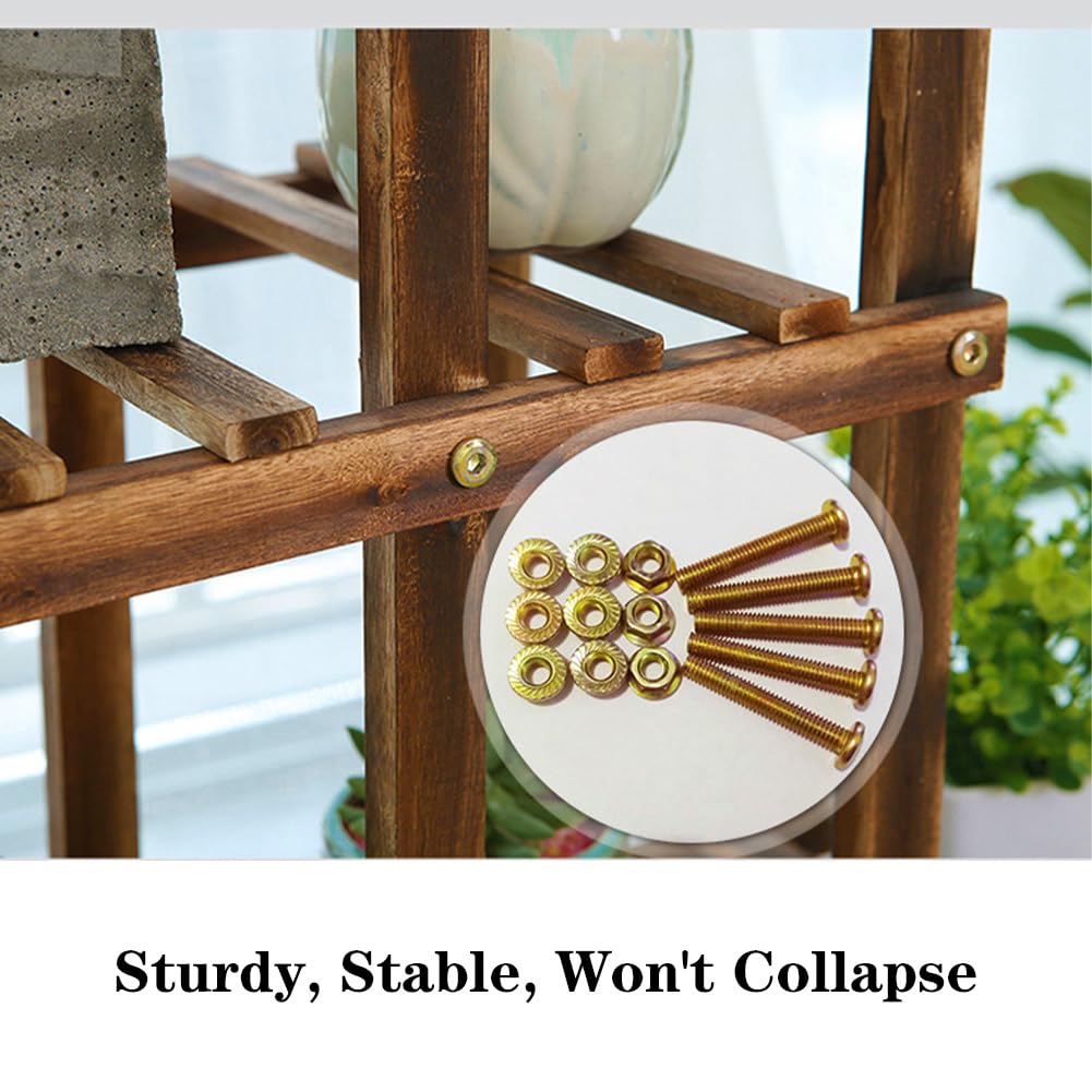 Garvee support à plantes en bois, 5 niveaux et 7 plateformes, 95 × 25 × 95 cm, intérieur et extérieur, naturel
