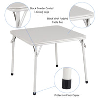 Ensemble table et chaises pliantes pour enfants Garvee, structure en métal, revêtement en PU, beige, pour manger et jouer