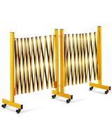 Garvee Barrière de sécurité métallique 488 cm, pliable avec roulettes, robuste, pour circulation et chantier, jaune et noir - Jaune