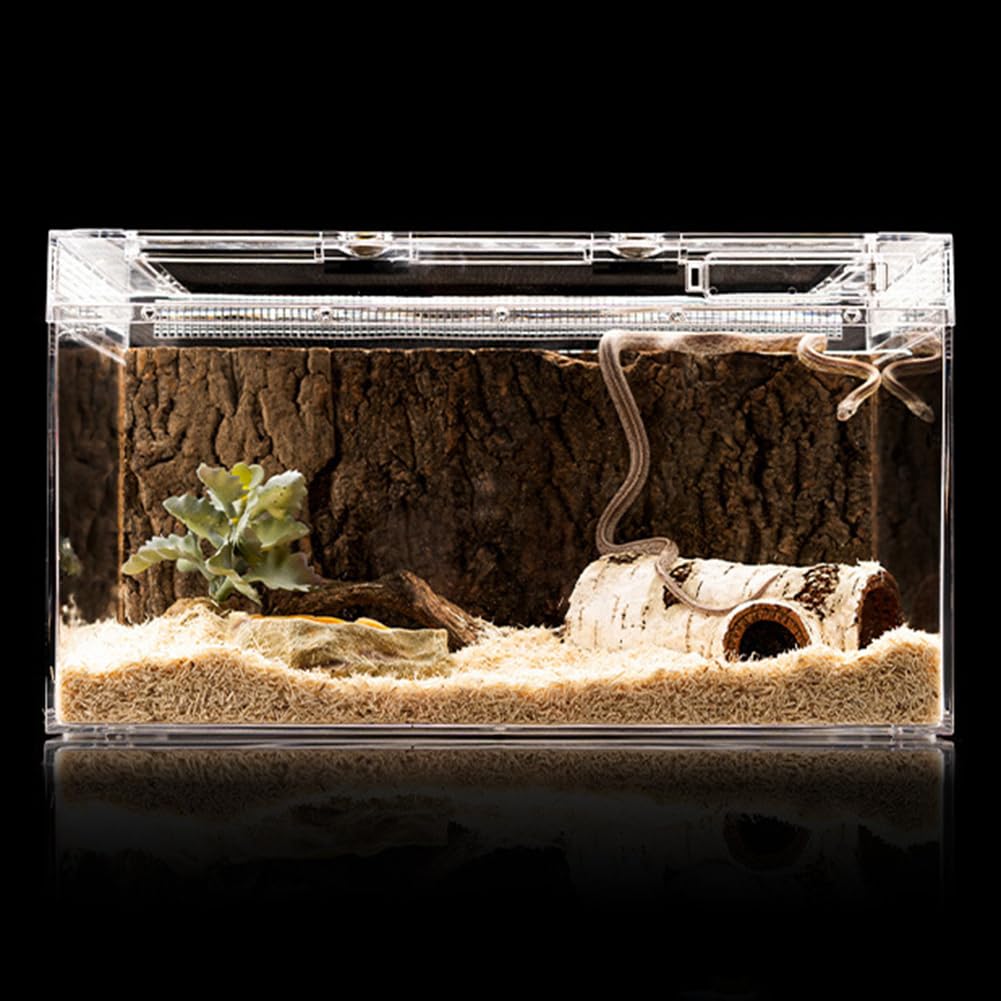 Cachette en résine Garvee pour reptiles, décoration d'aquarium, taille M, aspect bois, marron