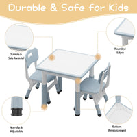Ensemble table et 2 chaises pour enfants Garvee, plateau de table style graffiti, hauteur réglable, robuste et multifonctionnelle pour jouer et manger.
