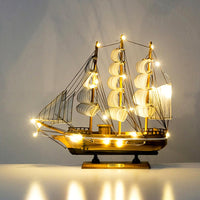 Garvee Maquette de voilier en bois avec ficelle légère, décoration nautique pour Noël, salon, bureau, décoration de bureau