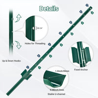 Poteaux de clôture Garvee 183 cm, poteaux métalliques robustes pour clôtures de jardin, brise-vue, poteaux en acier, clôtures extérieures en fil de fer, noir