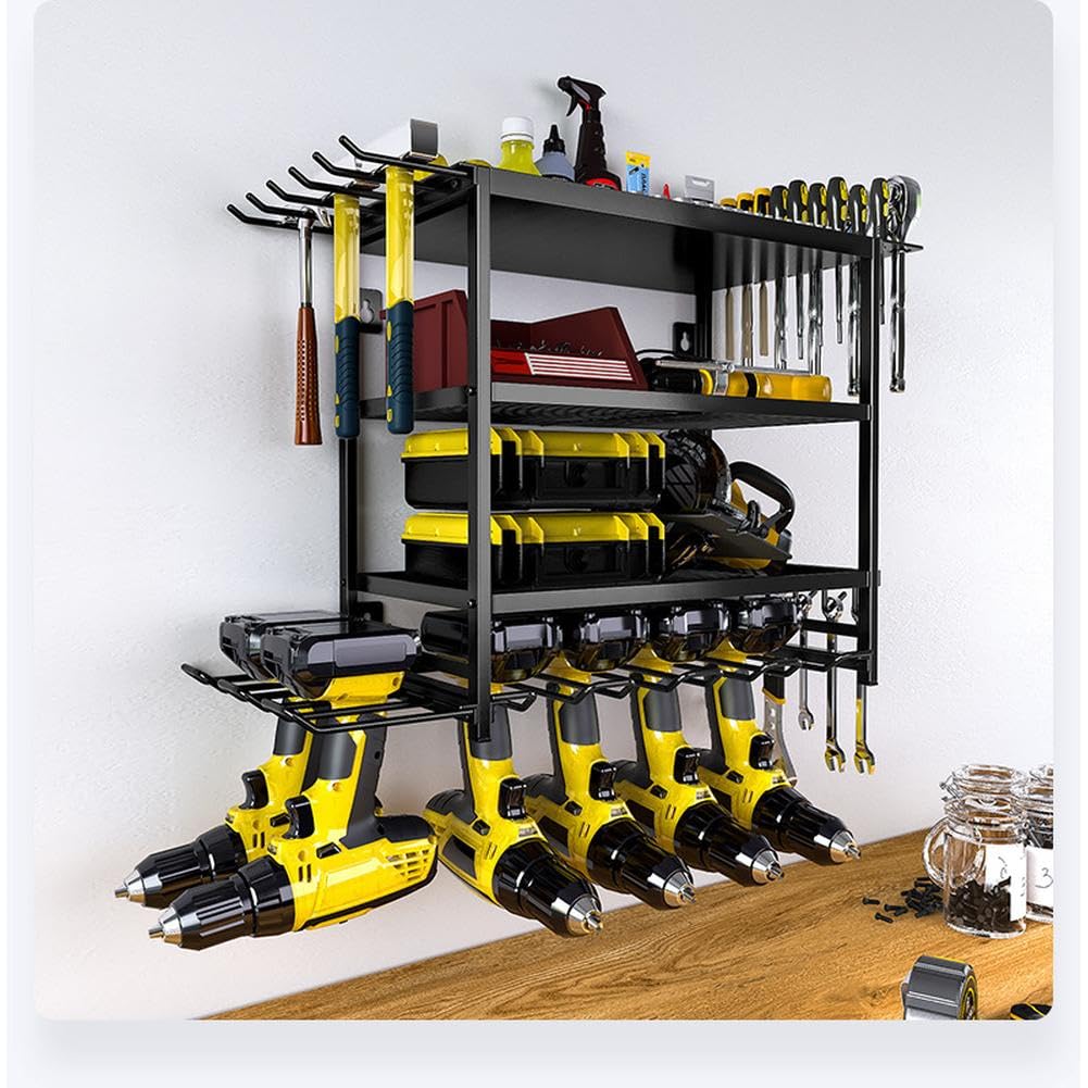 Organisateur d'outils électriques Garvee, en métal, à 4 niveaux, mural, robuste et antirouille, pour garage ou atelier.