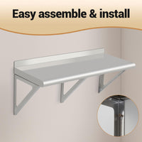 Support mural Garvee en acier inoxydable 24 x 14 x 13 pouces avec pare-éclaboussures pour cuisine et usage commercial, robuste, polyvalent et facile à nettoyer
